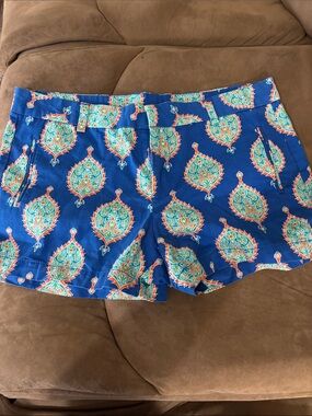 jcpenney Blue Printed Women's Shorts with Turquoise and Orange Medallions